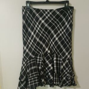 Polo by Ralph Lauren Checkered Black and White Midi Skirt